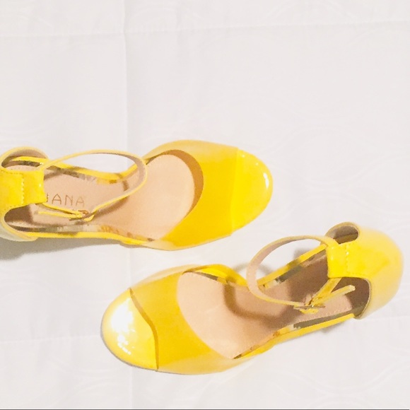 💥New Liliana Yellow Peep Toe Heels - Picture 7 of 8